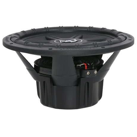Side view of Audiopipe subwoofer showing its basket and large black magnet cover