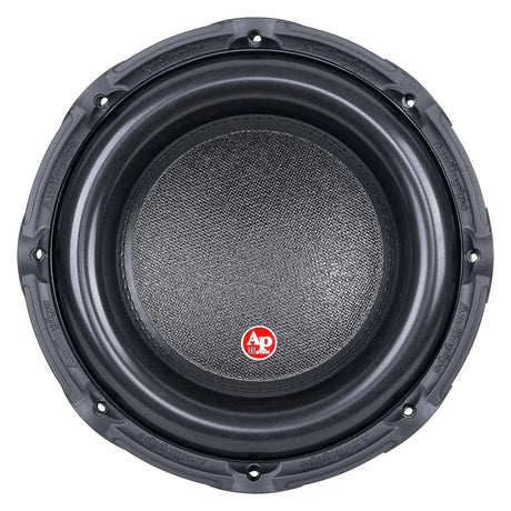 Front view of an Audiopipe subwoofer with textured cone, small red AP badge and scalloped mounting rim