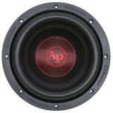 Audiopipe subwoofer with a broad surround and red center logo, front view