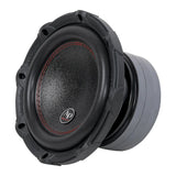 Angled Audiopipe subwoofer with a woven-pattern center, red stitching and a large stacked magnet assembly