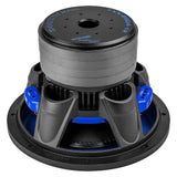 Rear angled view of an Audiopipe TXX-BDD4-12 subwoofer with blue terminal blocks and a vented stacked magnet