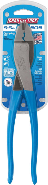 Channellock 909 wire crimper and cutter in blue retail packaging