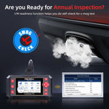 Foxwell scanner graphic demonstrating I/M readiness checks before an emissions inspection