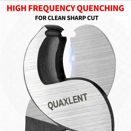 Quaxlent cable-cutter jaw close-up highlighting hardened cutting edges