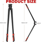 Cable-cutter size diagram showing a 640 mm (25.2-inch) closed length and a 27 mm (1-inch) jaw opening