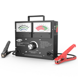 TOPDC 500-amp carbon-pile battery load tester with two meters and red and black clamps