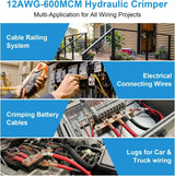 Hydraulic-crimper application graphic for cable railings, electrical connections and vehicle battery cables