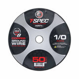 Front label of a T-Spec copper ground-wire spool marked 1/0 AWG and 50 feet