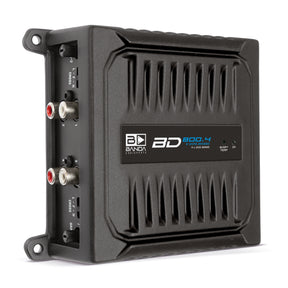 Banda BD 800.4 1-ohm four-channel amplifier, manufacturer three-quarter view