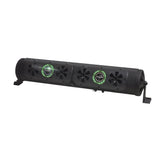 Bazooka Party Bar soundbar with green illumination around its speaker grilles