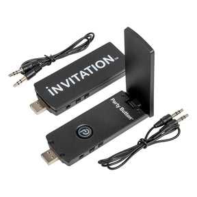 Pair of iNVITATION USB audio adapters with folding antennas and two audio cables