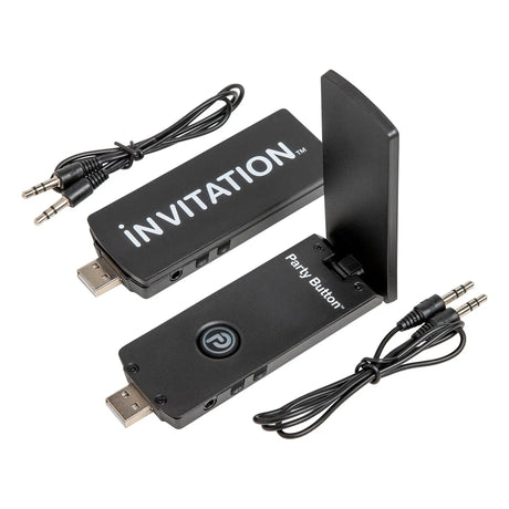 Pair of iNVITATION USB audio adapters with folding antennas and two audio cables