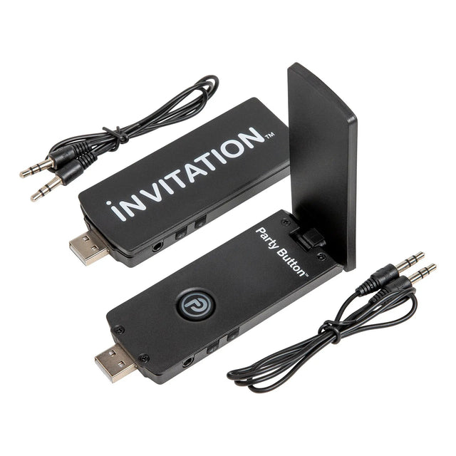 Pair of iNVITATION USB audio adapters with folding antennas and two audio cables
