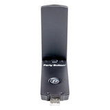 Bazooka iNVITATION wireless adapter front view showing its raised antenna, USB plug and Power and Party buttons