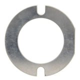 Face-on view of a metal light-housing adapter ring with two opposing mounting slots