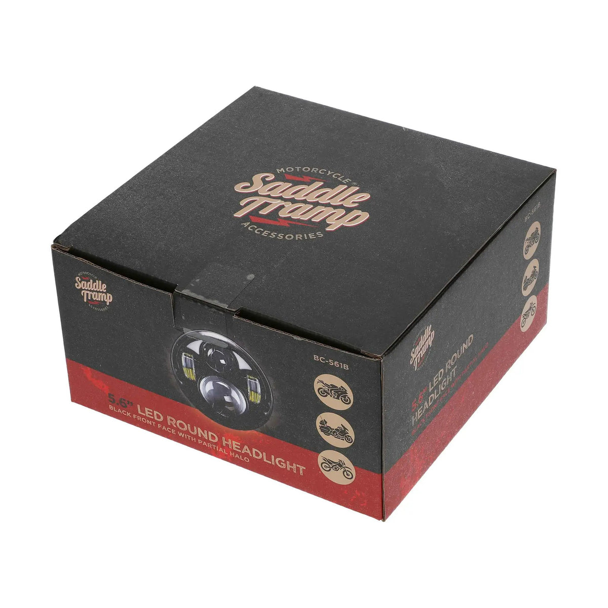 Saddle Tramp BC-561B headlight retail box viewed from the opposite corner
