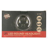 Saddle Tramp BC-703B packaging for a 7-inch black LED headlight with partial halo