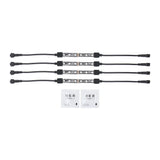 Four unlit LED strips with connector leads and two adhesive-promoter packets