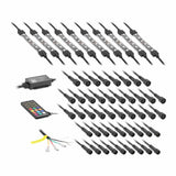 Ten unlit LED light strips with controller, remote and extension wiring