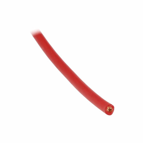 Red T-Spec wire close-up with its copper conductor visible at the cut end