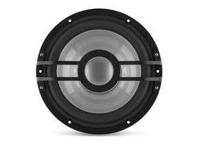 Clarion subwoofer with a silver cone, black surround and two horizontal bars across the center
