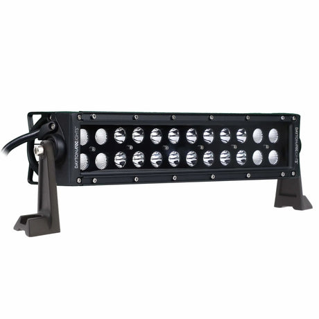 Angled Daytona Lights dual-row LED light bar with a black face and side mounting feet