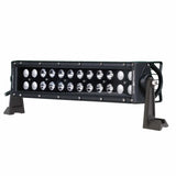 Short black dual-row LED light bar with end brackets, angled view