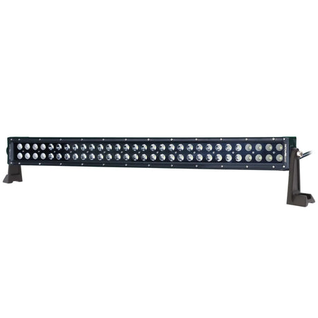 Black dual-row LED light bar with mounting feet, angled view