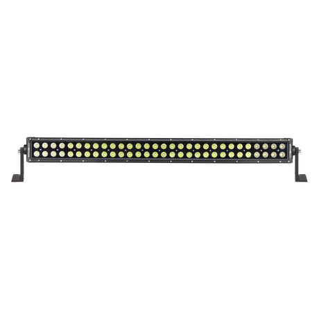 Front of a long Daytona Lights dual-row LED light bar with yellow and white reflectors and mounting feet