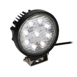 Single round Daytona Lights driving light with nine illuminated LEDs and a metal mounting bracket