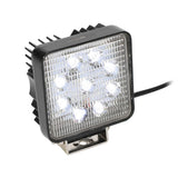 Single square Daytona Lights driving light with nine illuminated LEDs and a metal mounting bracket
