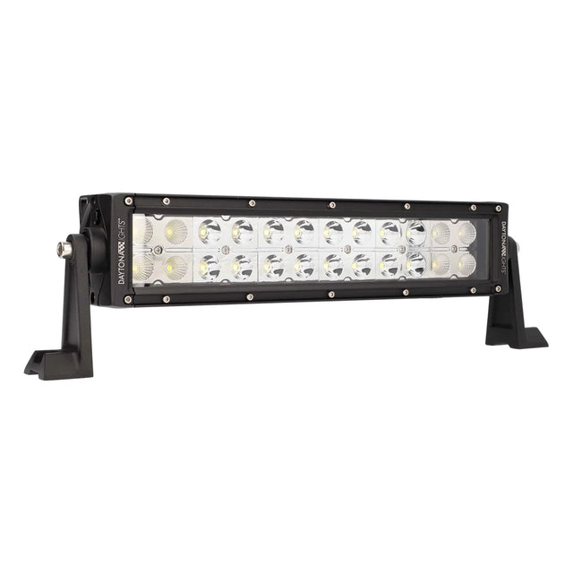 Angled Daytona Lights dual-row LED light bar with silver reflectors and side mounting feet