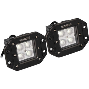 Pair of Daytona Lights rectangular lamps with four reflectors each and mounting holes around the faces