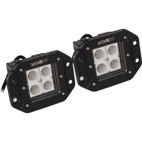 Pair of black Daytona Lights flush-mount lamps with four LED lenses each