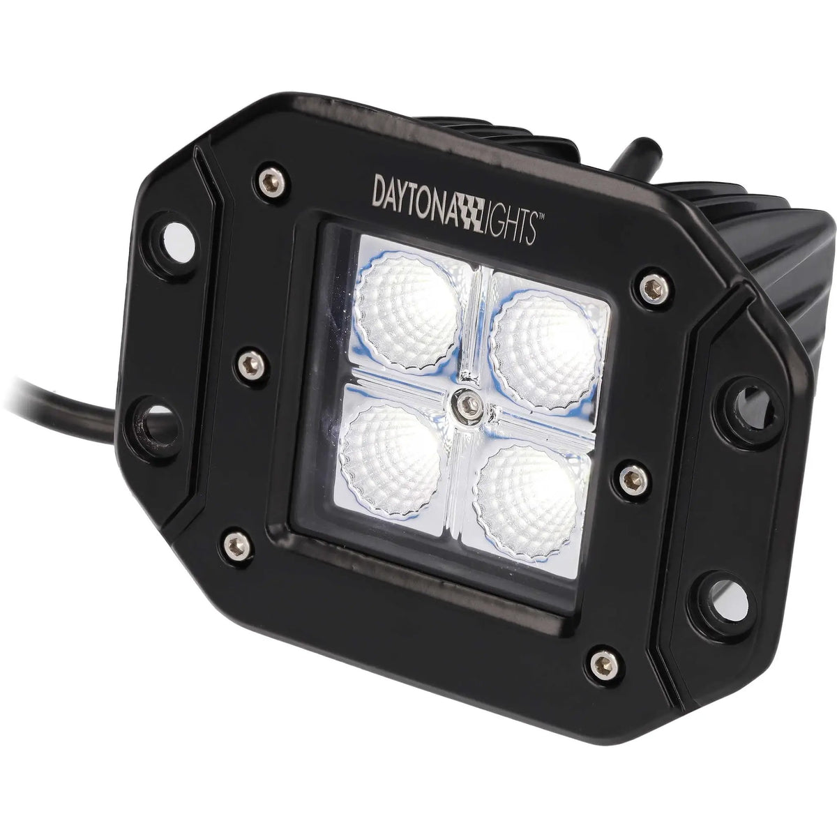 Close-up of a Daytona Lights flush-mount lamp with four LED lenses and side mounting holes