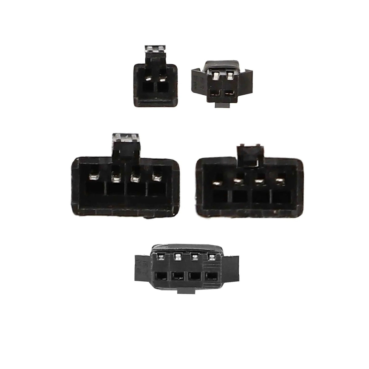 Daytona Lights DL-RGBK2 kit connector close-up showing the different black plug shapes and pin openings
