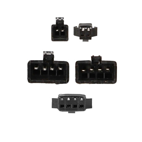 Daytona Lights DL-RGBK2 kit connector close-up showing the different black plug shapes and pin openings