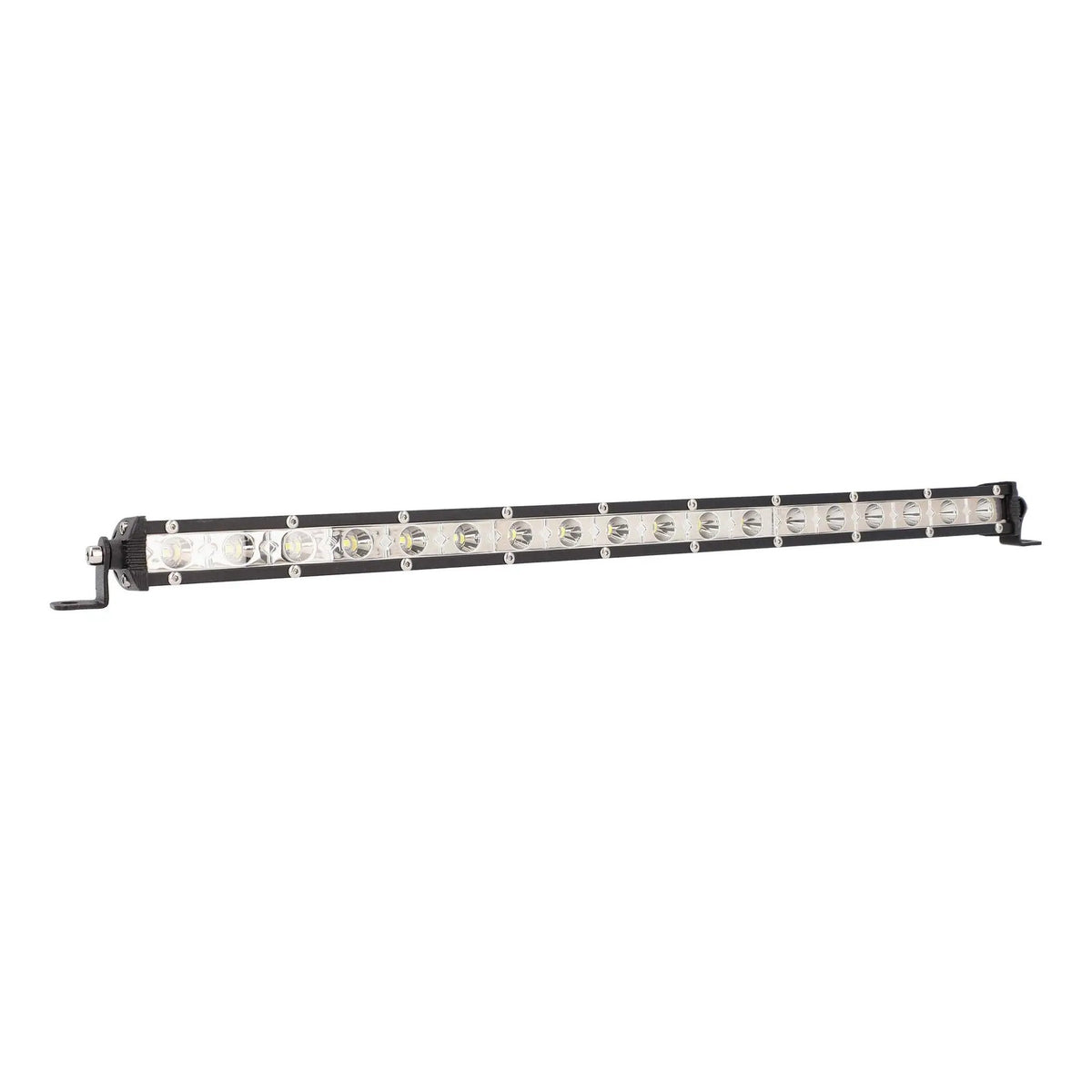 Slim single-row LED light bar with small mounting brackets at both ends
