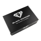 Closed black Black Diamond amplifier box with a large white logo