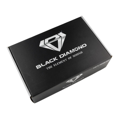 Closed black Black Diamond amplifier box with a large white logo