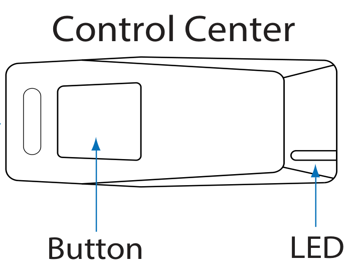 Original manufacturer illustration of Directed A6113THQ antenna/control center, showing its button and LED