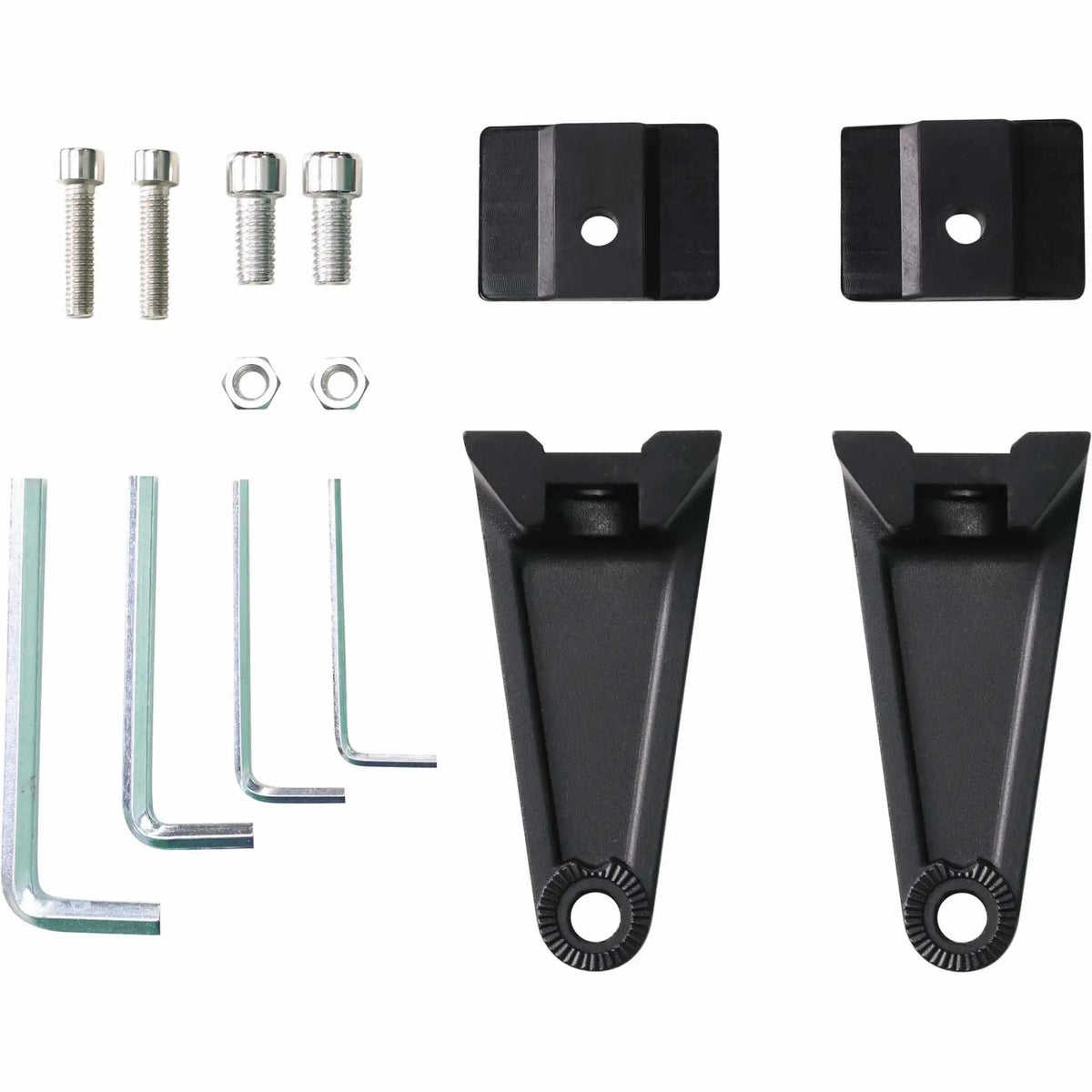 Light bar mounting kit with two brackets, rubber pads, bolts, washers and Allen keys