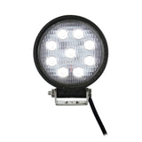 Front of one Daytona Lights DL-DL4R round driving light with nine LEDs illuminated white