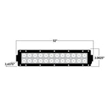 LED light-bar dimension drawing showing 52-inch length and 3.0625-inch height