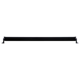 Rear view of a straight LED light bar with finned housing and end brackets