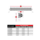DL-DRC light-bar dimension chart comparing 22- to 54-inch lengths with 3.0625-inch height and 3.4375-inch depth