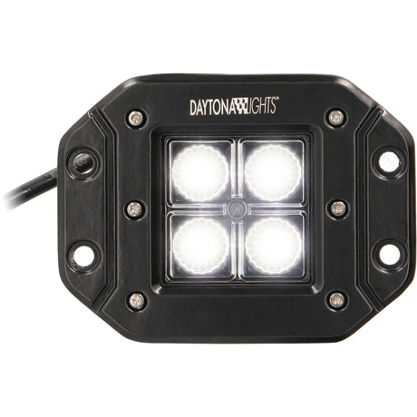 Front view of a Daytona Lights flush-mount lamp with four illuminated LEDs
