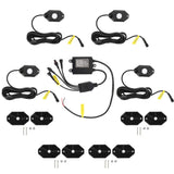 Four-pod rock-light kit with controller, wiring, mounting pads, screws and washers
