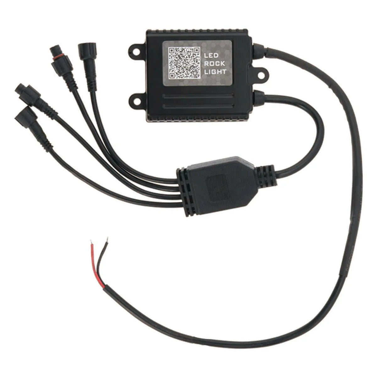 LED rock-light controller with four output connectors and power leads