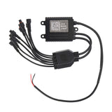 LED rock-light controller with eight output connectors and power leads